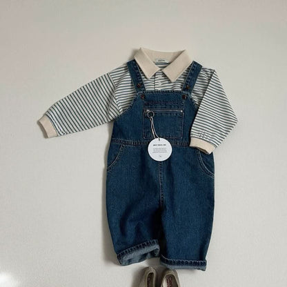 Toddler S25 Stripe Collar Top (10m-4y) - Blue - AT NOON STORE