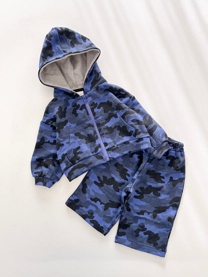 [At Noon Original Design] Kids Camouflage Wide Leg Pants (6m-7y) - Blue