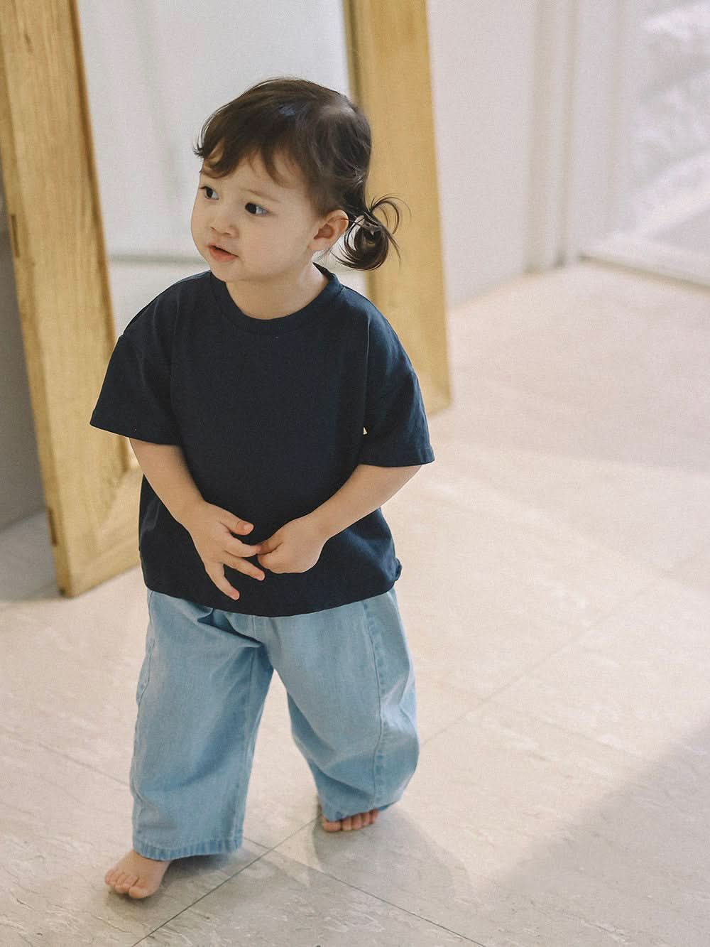 Toddler Mel S25 Stitch Detail Relaxed Denim Pants (1-7y) - 2 Colors - AT NOON STORE