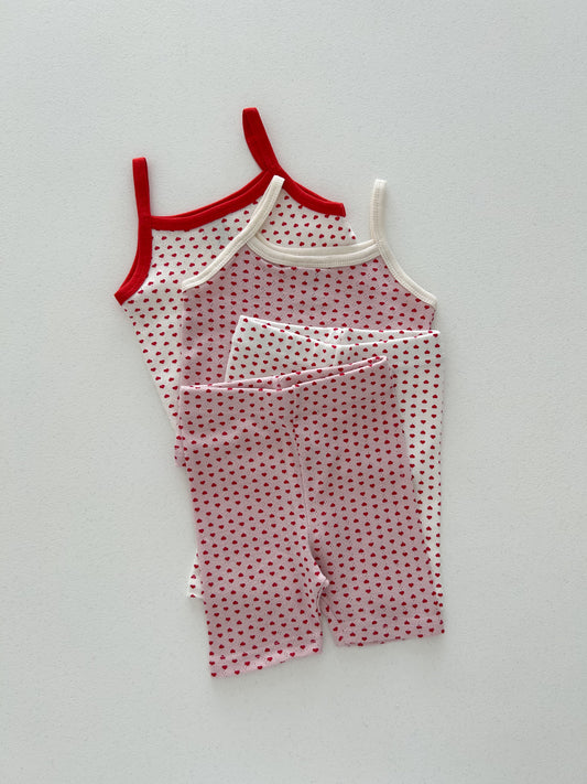 Kids Soy SS25 Heart Tank Top and Biker Shorts Set (1-6y) - 2 Colors