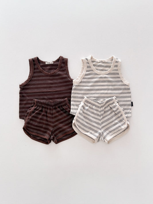 Toddler SS26 Stripe Sleeveless Top and Shorts Sets (6m-7y) - 2 Colors - AT NOON STORE