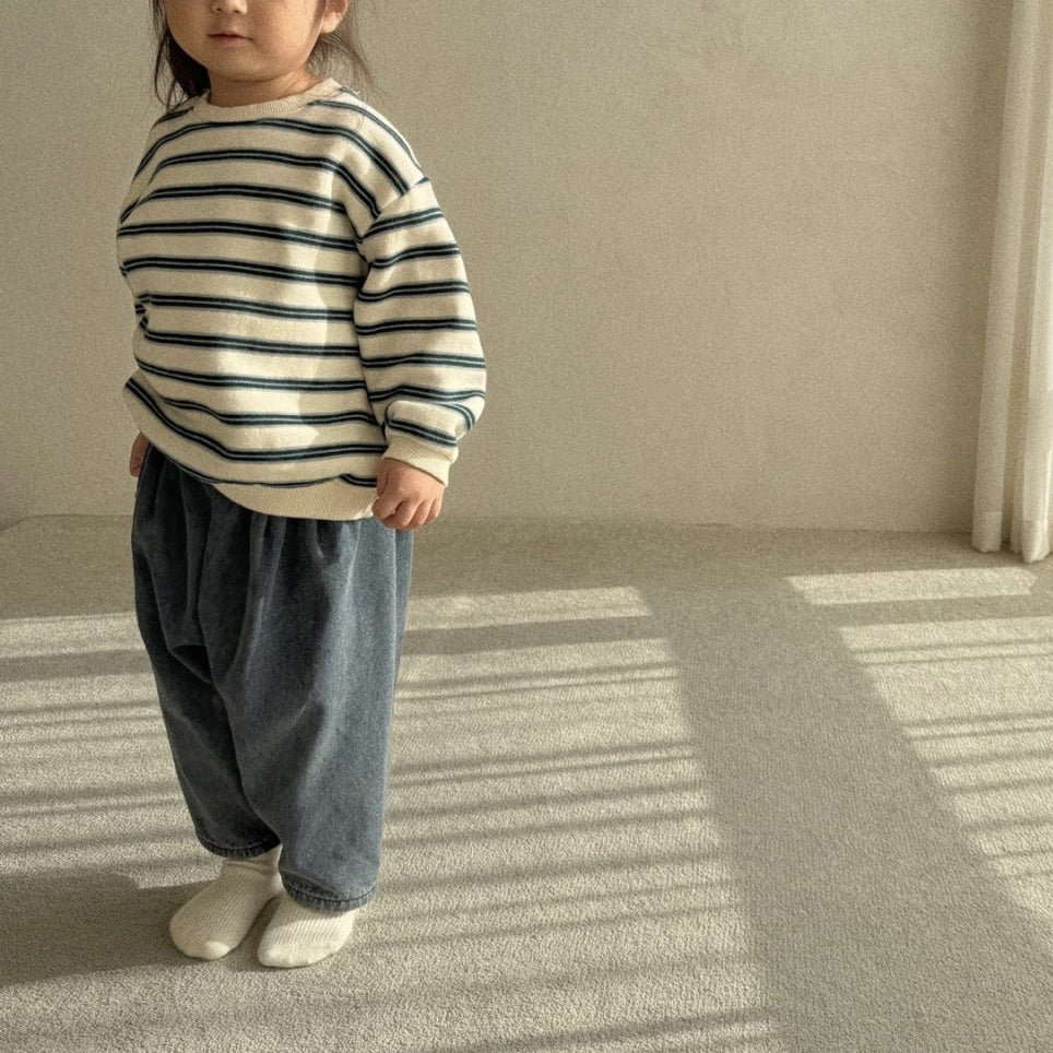 Baby Bella W24 Back Brushed Fabric Stripe Sweatshirt (6m-4y) - 2 Colors