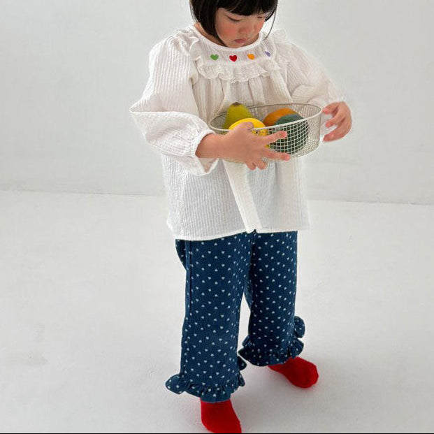 Toddler F26 Heart Ruffle Hem Pants  (1-6y) - Blue