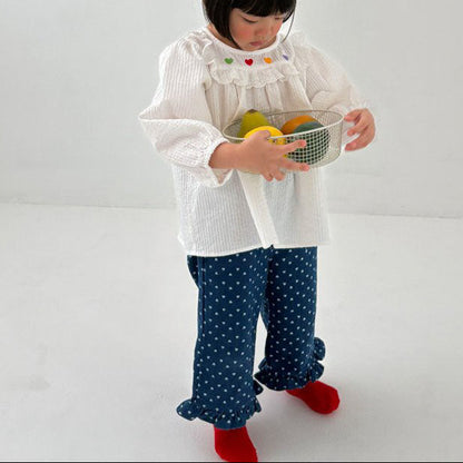 Toddler F26 Heart Ruffle Hem Pants  (1-6y) - Blue