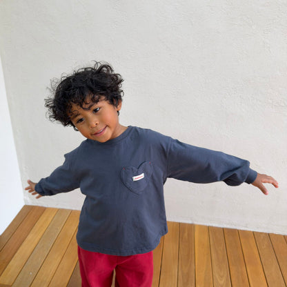 Toddler F26 Heart Pocket Long Sleeve Top (3-10y) - 3 Colors
