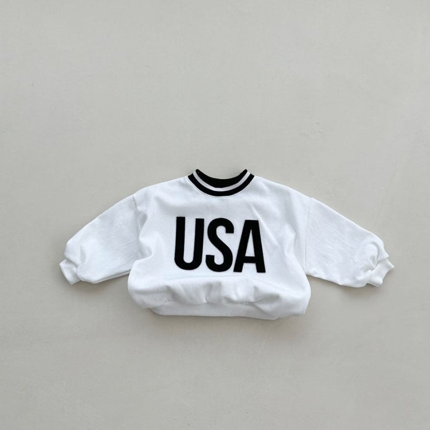 Toddler S25 Stripe Rib Crew Neck 'USA' Patch Sweatshirt (2-6y) - 3 Colors