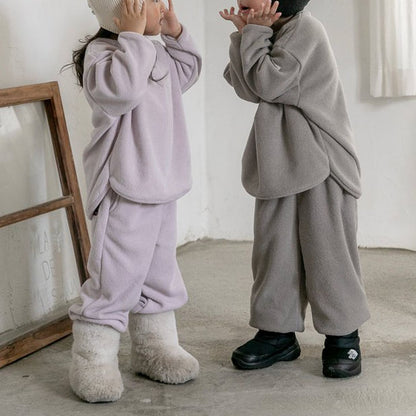 Toddler W25 Terry Cloth Curved Hem Long Sleeve Top and Jogger Pants (2-7y) - 2 Colors