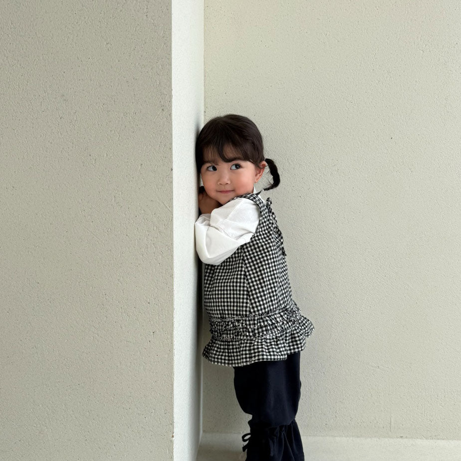 Baby/Toddler Bella F26 Gingham Tie Back Ruffle Dress (1-6y) - Black