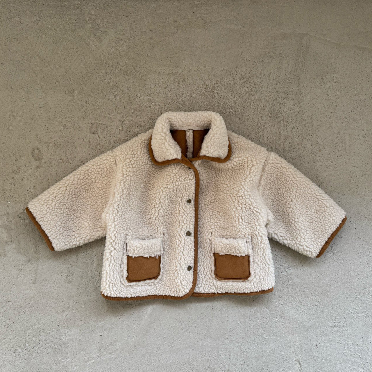 Kids W25 Faux Suede Shearling Reversible Jacket (1-6y) - Camel