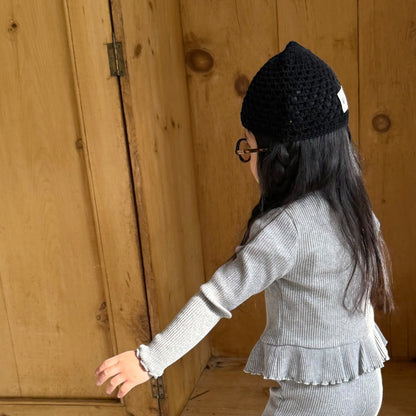 Toddler SP26 Lettuce-Edge Ribbed Peplum Cardigan (2-7y) - 2 Colors - AT NOON STORE