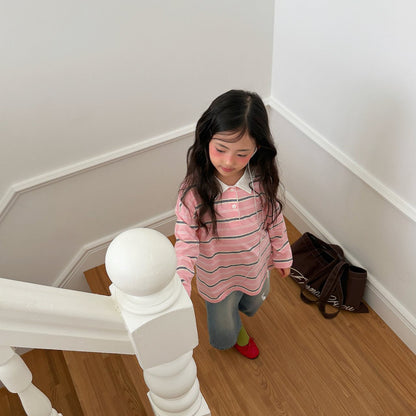 Toddler F26 Stripe Collared Long Sleeve Top (2-9y) - 2 Colors