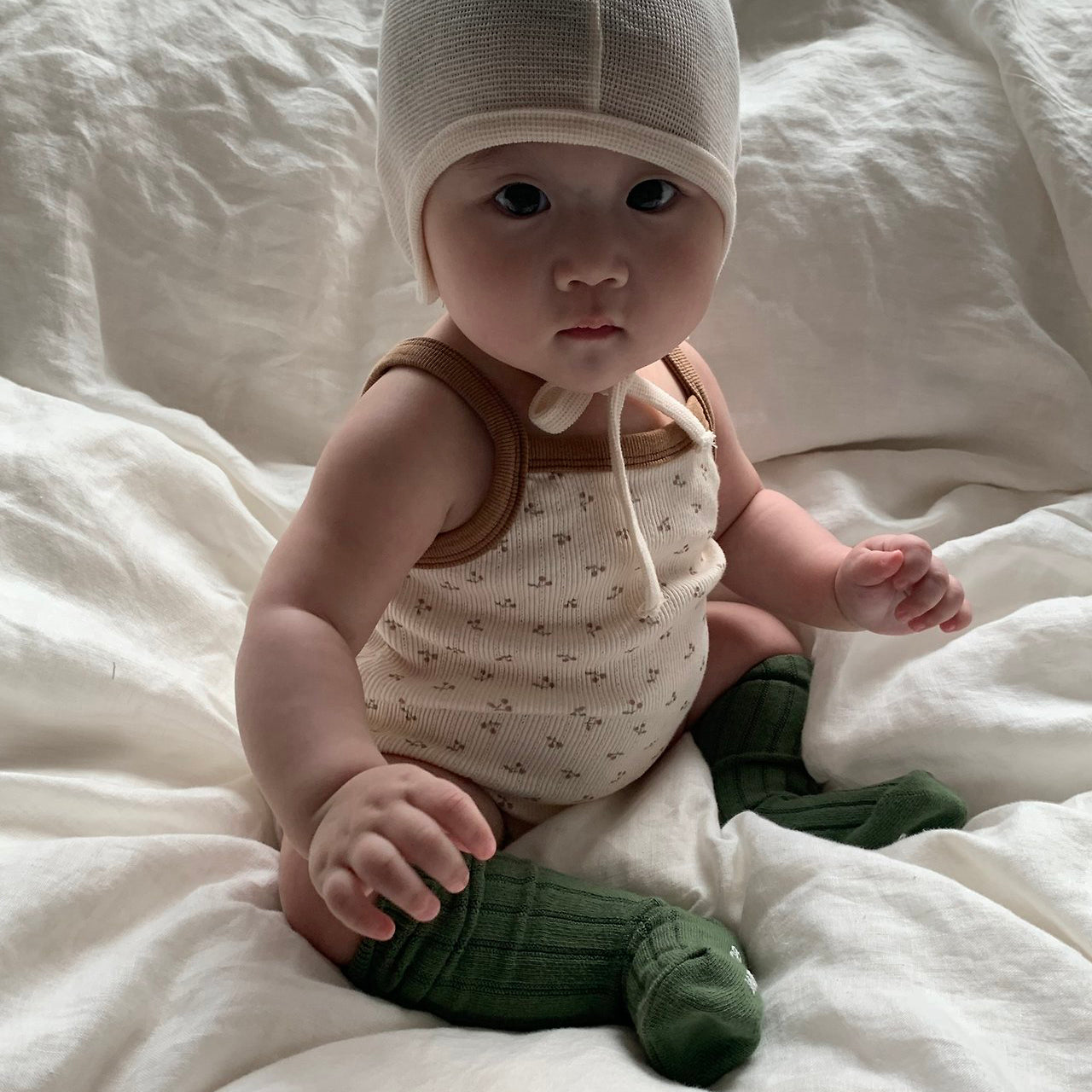 Baby Land SS26 Cherry All-Over Pointelle Sleeveless Bodysuit (4m-18m) - 2 Colors - AT NOON STORE