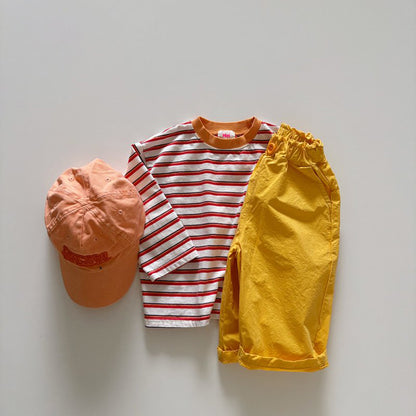 Toddler SP26 Multi Stripe Long Sleeve Loose Fit Top  (1-6y) - Red - AT NOON STORE