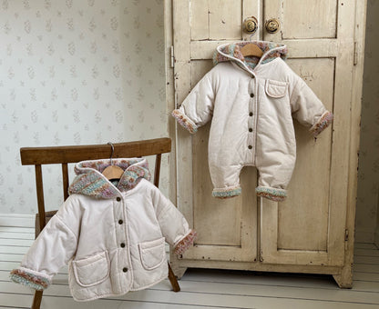 Baby W25 Sherpa Lined Reversible Hooded Romper with Hood (3-18m) - 2 Colors