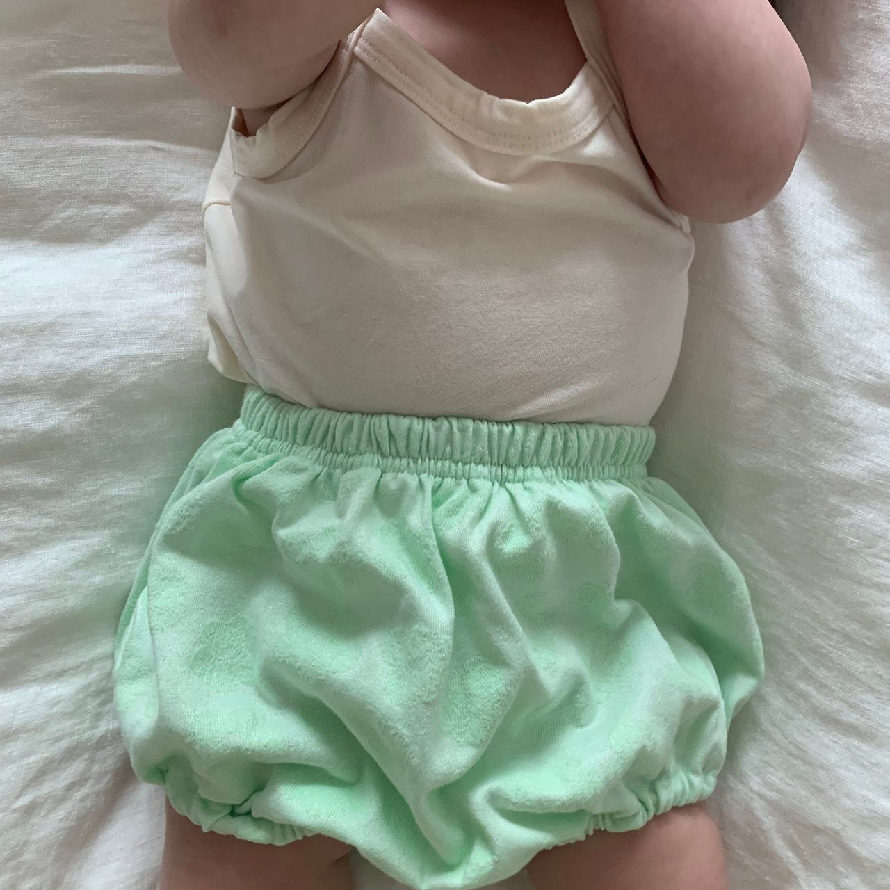 Baby Land SS26 Floral Jacquard Terry Bloomer  (4m-18m) - Light Green