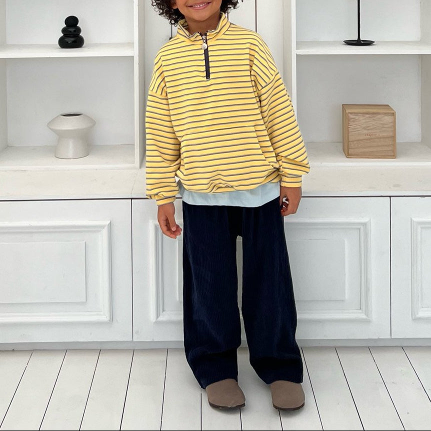 Kids SP26 Fleece Stripe Half Zip Long Sleeve Pullover (2-7y) - 2 Colors