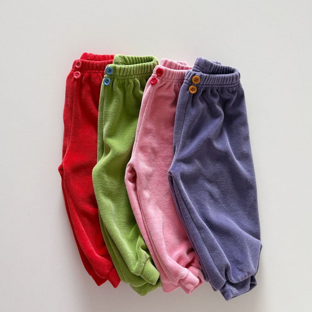 Toddler F26 Button Front Velour Jogger Pants  (1-6y) - 4 Colors