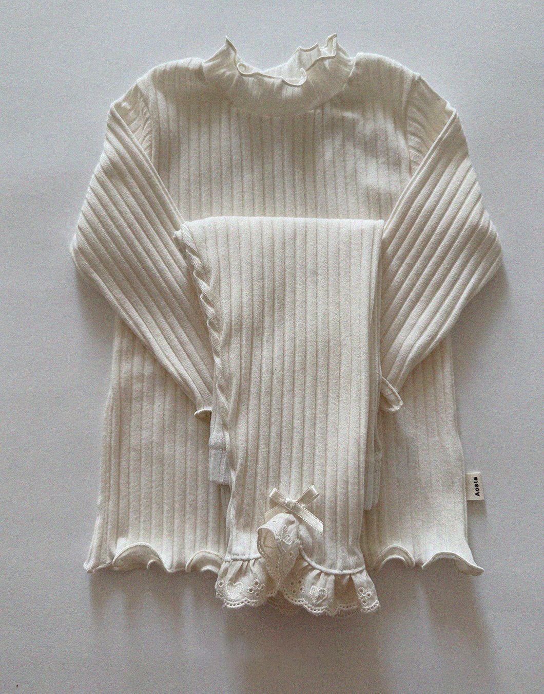 Baby/Toddler Aosta SP26 Lace and Bow Detail Ribbed Leggings (3m-5y)- 2 Colors - AT NOON STORE