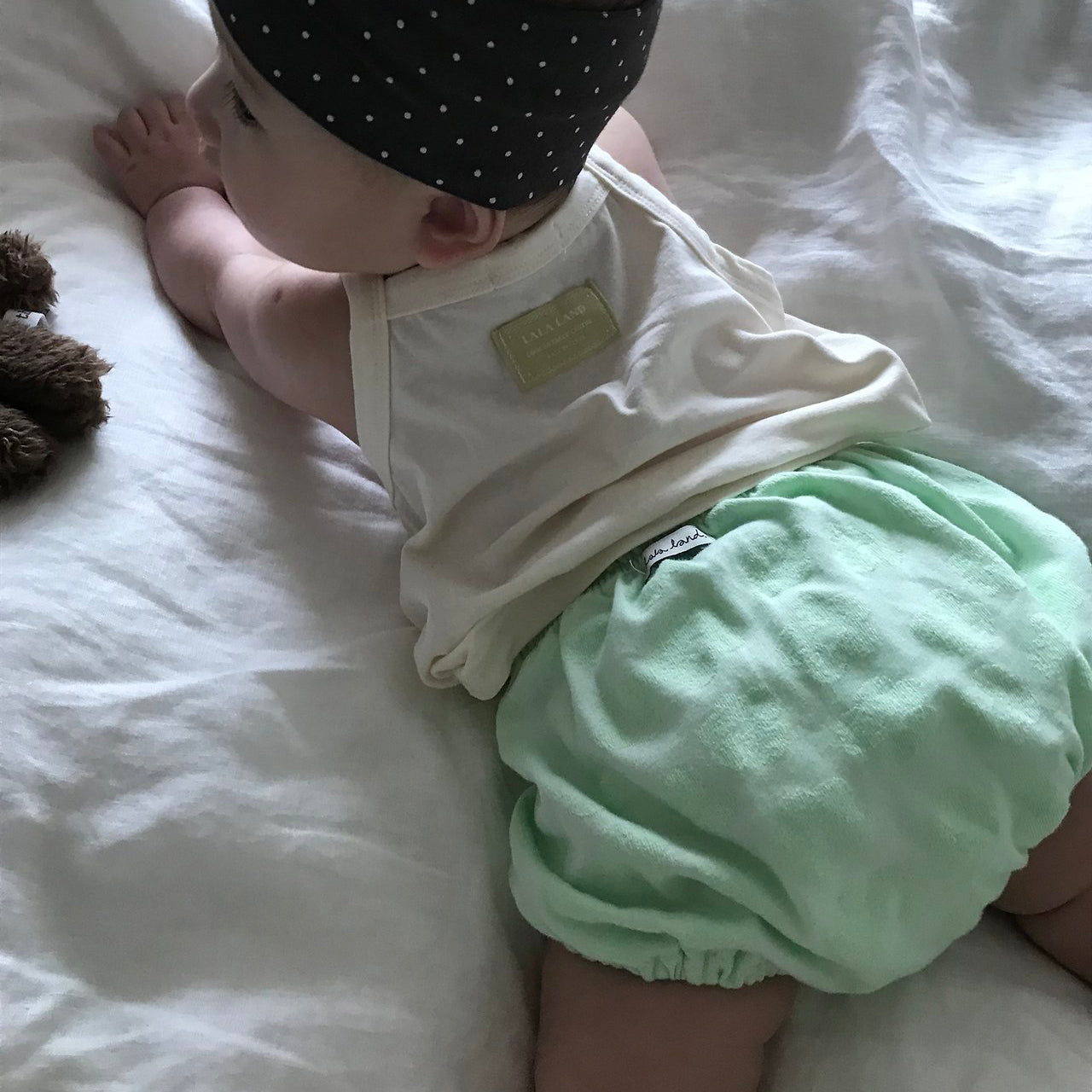 Baby Land SS26 Floral Jacquard Terry Bloomer  (4m-18m) - Light Green