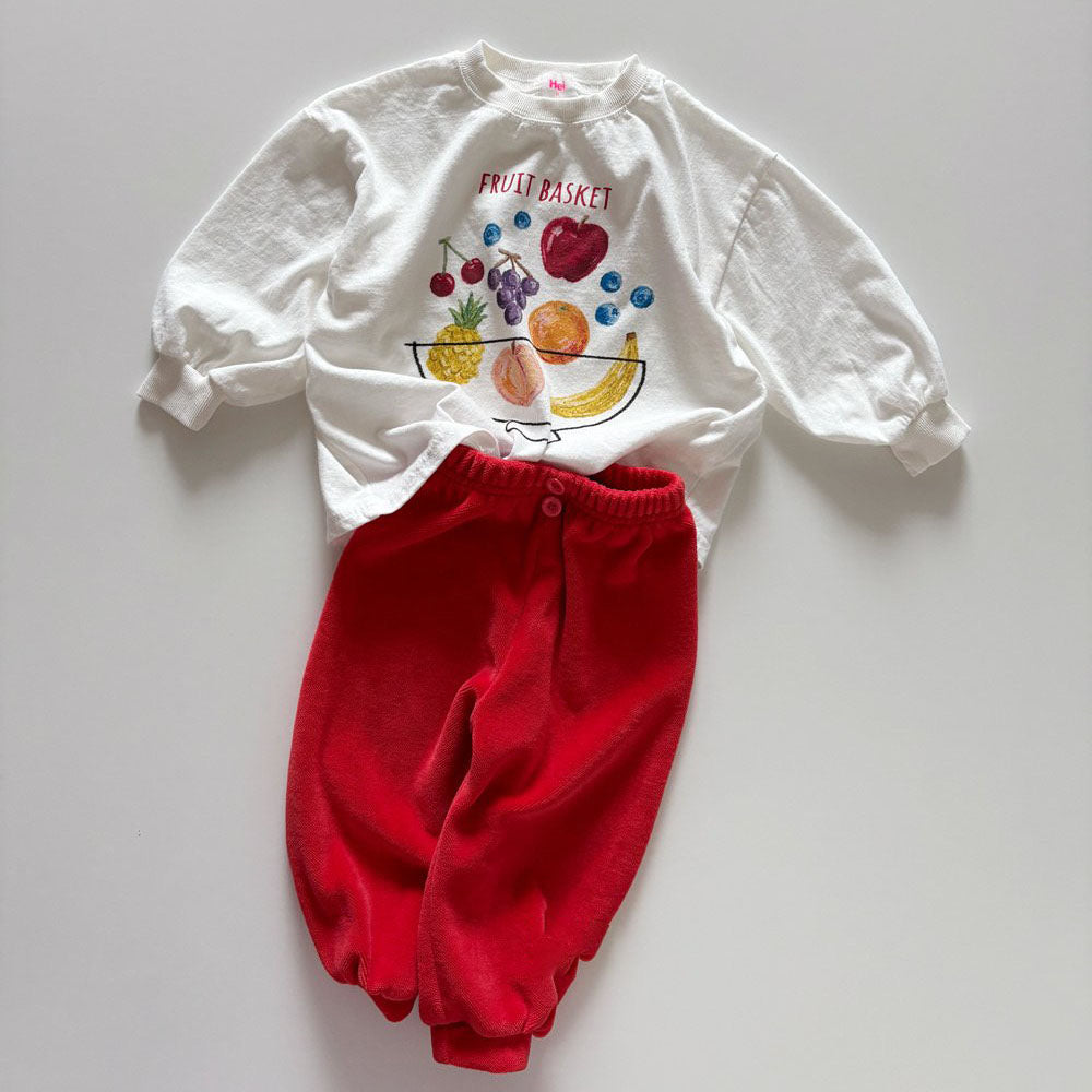 Toddler F26 FRUIT BASKET Long Sleeve Longline Top (1-6y) - Ivory