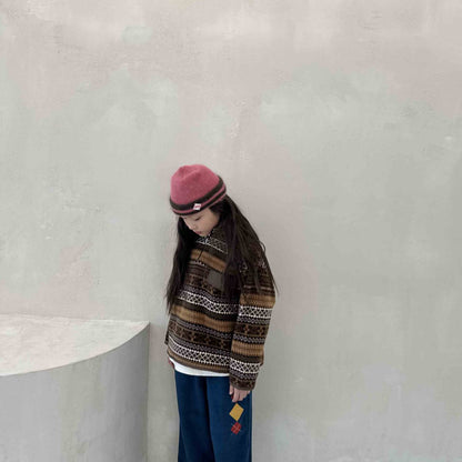 Toddler W25 Fair Isle Fleece Half Zip Mock Neck Top (3-10y) - 2 Colors