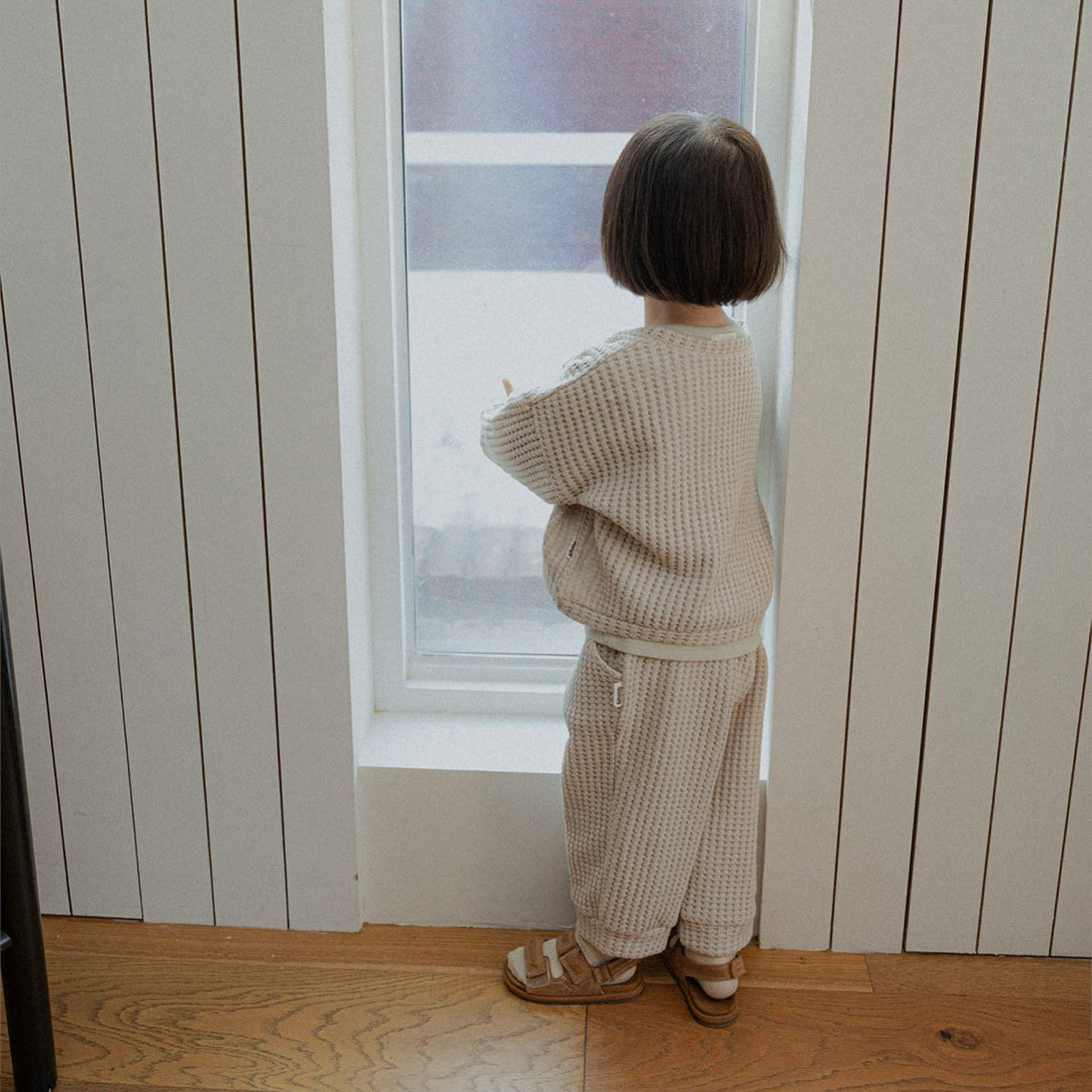 Toddler SP26 Chunky Waffle Jogger Pants (10m-4y) - Beige - AT NOON STORE