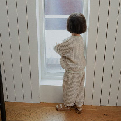 Toddler SP26 Chunky Waffle Jogger Pants (10m-4y) - Beige - AT NOON STORE