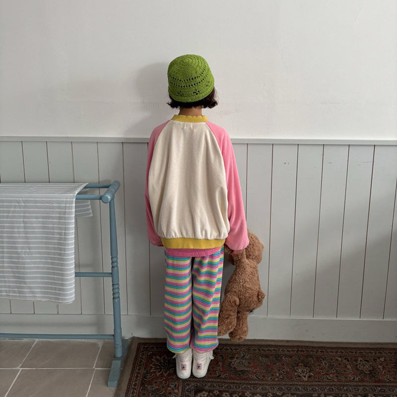 Toddler SP26 Terry Cloth Colorblock Raglan Jacket (1-6y) - Pink - AT NOON STORE