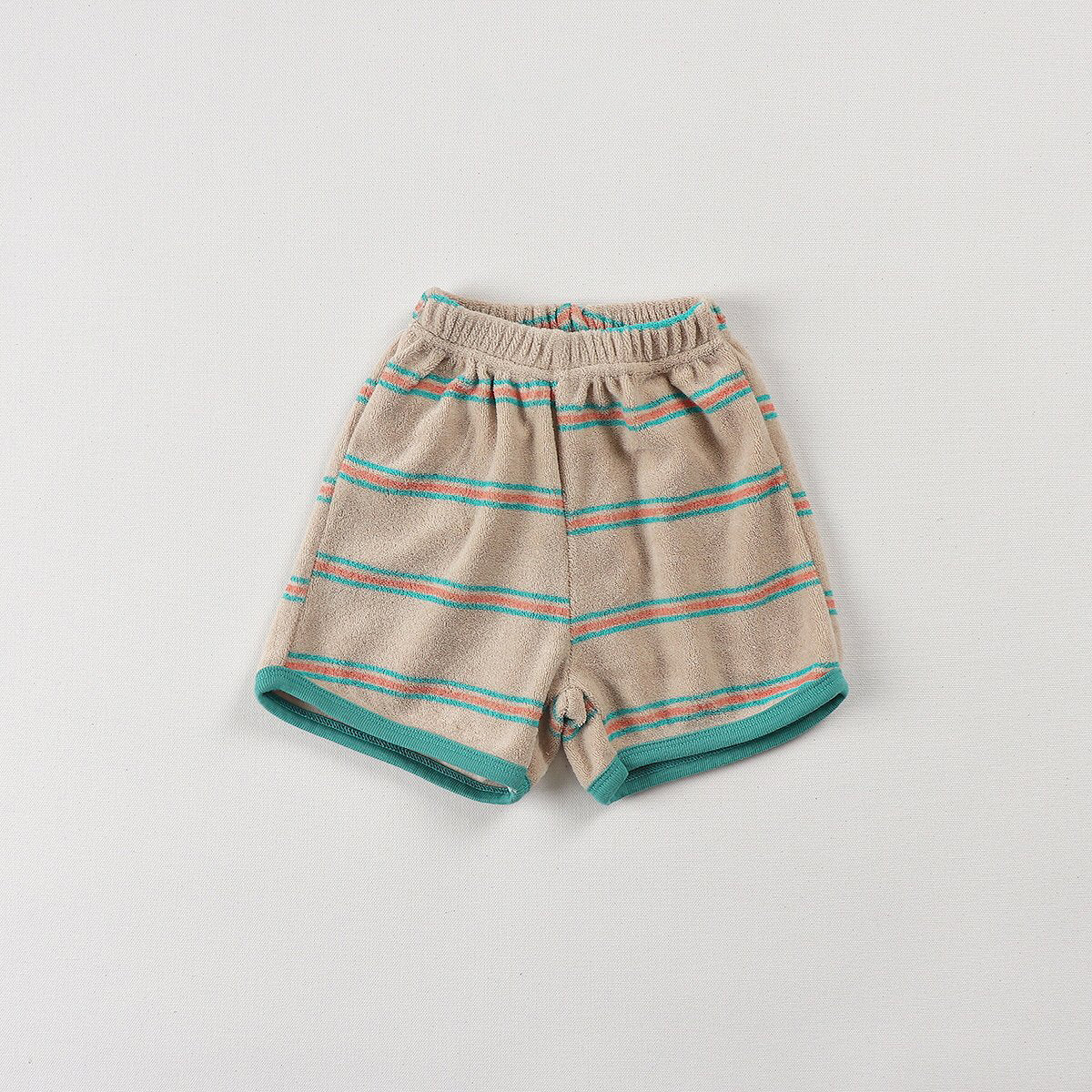 Toddler Stripe Terry Cloth Tank Top and Shorts Set (2-3y) - Beige - AT NOON STORE