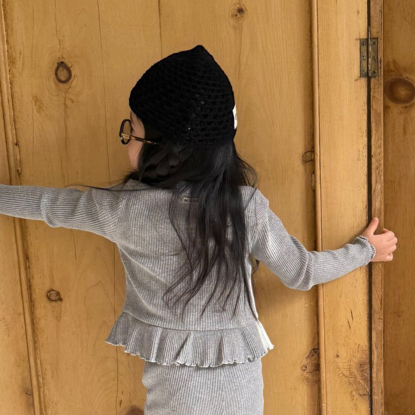 Toddler SP26 Lettuce-Edge Ribbed Peplum Cardigan (2-7y) - 2 Colors - AT NOON STORE