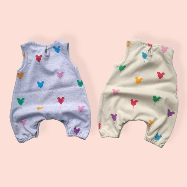 Baby Balloon Print Cotton Sleeveless Jumpsuit (3-24m) - 2colors