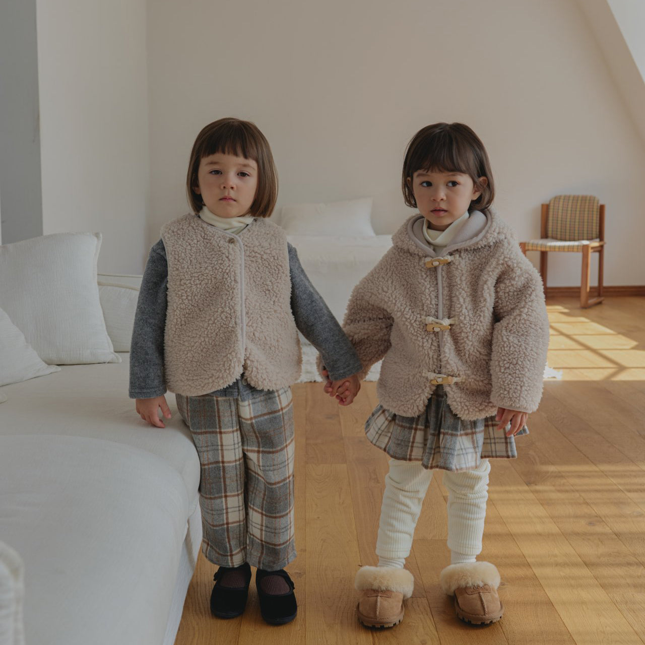 Toddler Land W25 Sherpa Duffle Hooded Jacket (1-6y) - 2 Colors