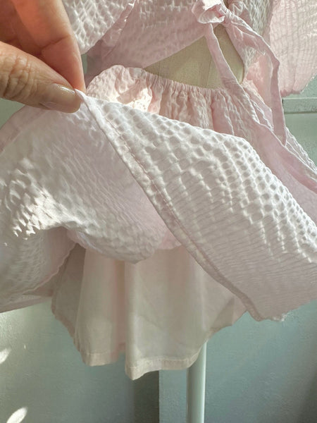 Toddler Monbebe Seersucker Puff Sleeve Dress (1-6y) - 2Colors