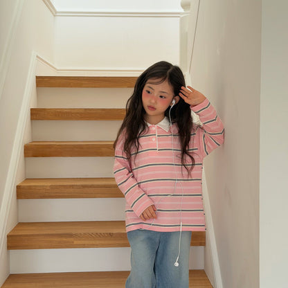 Toddler F26 Stripe Collared Long Sleeve Top (2-9y) - 2 Colors
