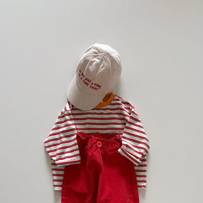 Toddler SP26 Multi Stripe Long Sleeve Loose Fit Top  (1-6y) - Red - AT NOON STORE