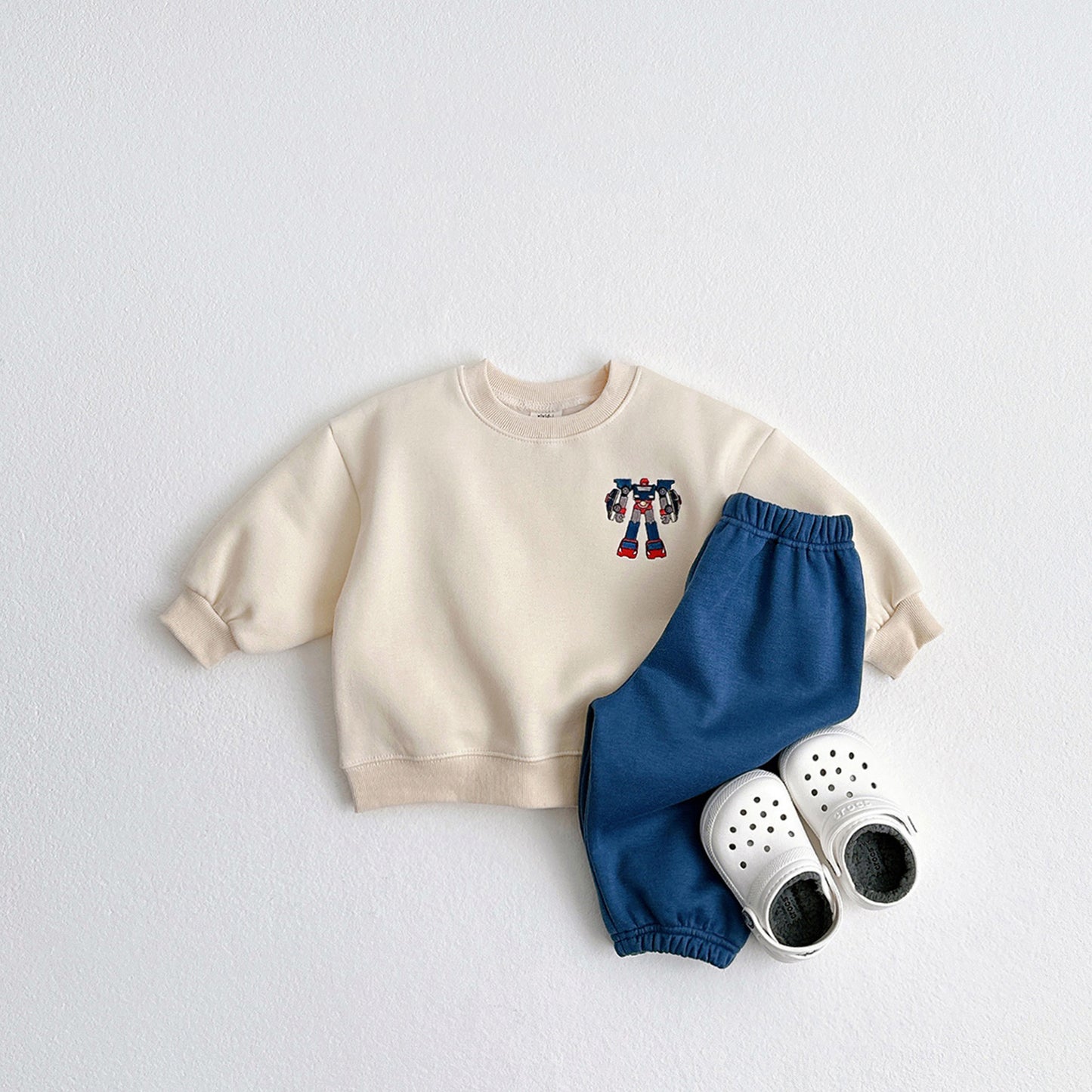 Toddler Robot Embroidery Brushed Cotton Sweatshirt (1-6y) - 3 Colors - AT NOON STORE