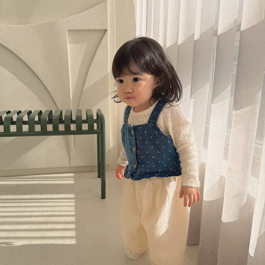 Baby Bella SP26 Heart Denim Vest (6m-3y) - Blue - AT NOON STORE