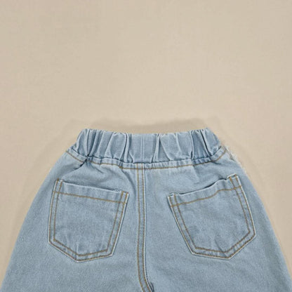 Kids Soy S25 Frayed Edge Denim Pull-On Pants (1-8y) - 2 Colors - AT NOON STORE