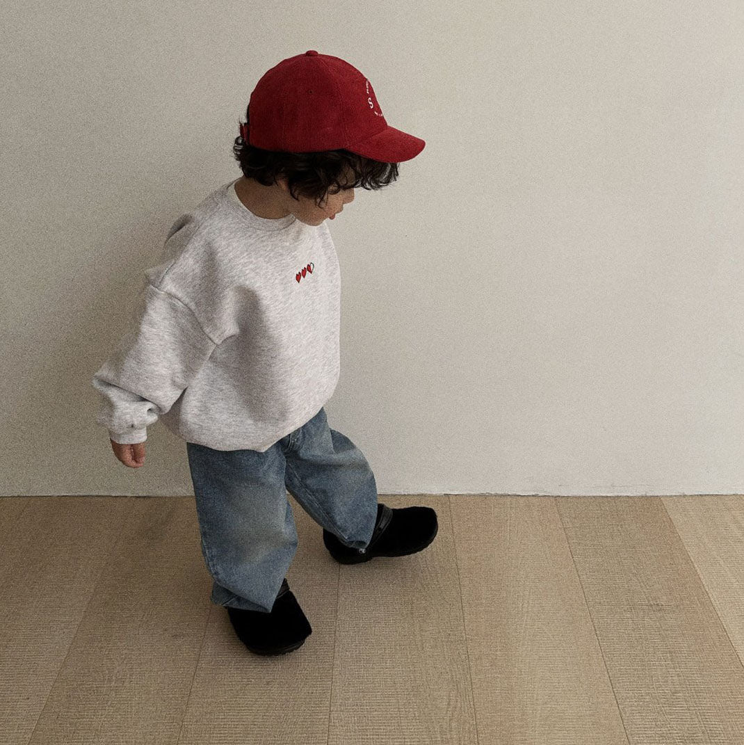 Toddler Loading Heart Embroidery Sweatshirt (2-3, 5-6y) - 3colors - AT NOON STORE