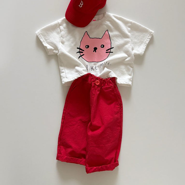 Toddler SP26 Frill Waist Pull-On Pants  (1-6y) - Red - AT NOON STORE