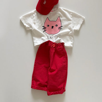 Toddler SP26 Frill Waist Pull-On Pants  (1-6y) - Red - AT NOON STORE