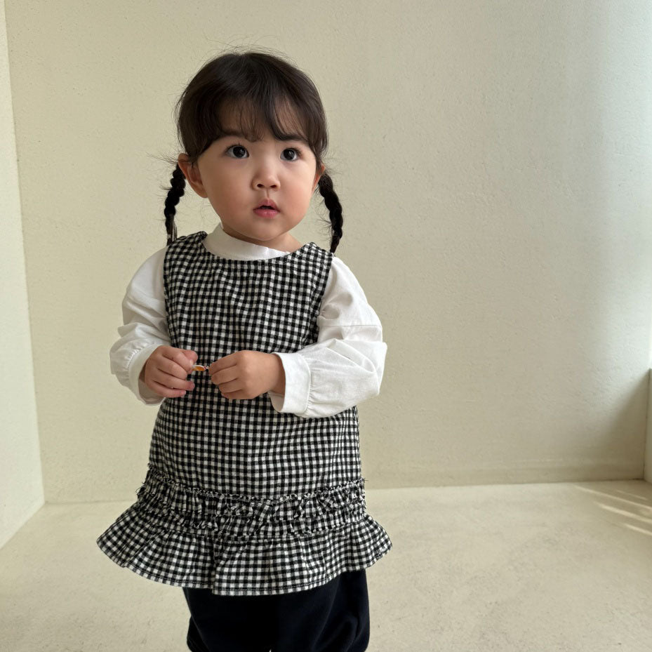 Baby/Toddler Bella F26 Gingham Tie Back Ruffle Dress (1-6y) - Black
