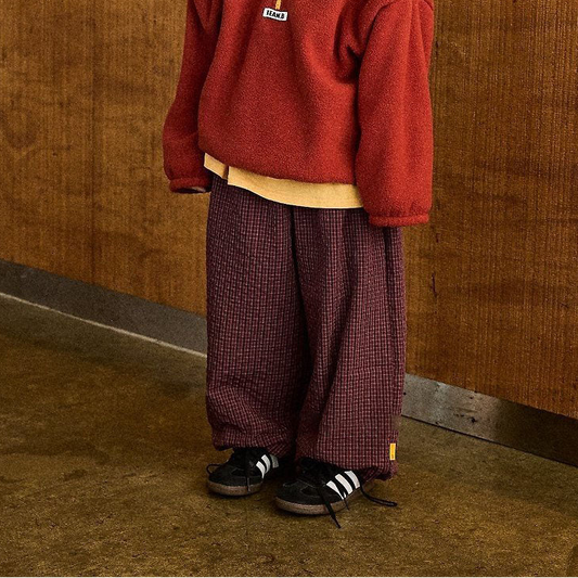 Toddler FW26 Fleece Lined Textured Plaid Adjustable Hem Jogger Pants (2-6y) - 2 Colors