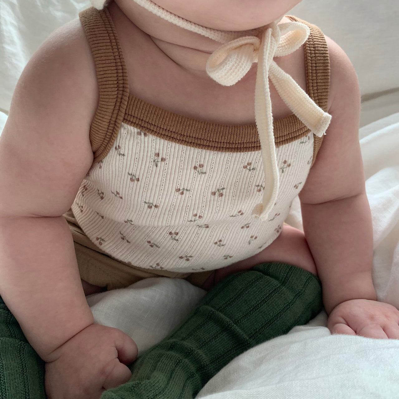 Baby Land SS26 Cherry All-Over Pointelle Sleeveless Bodysuit (4m-18m) - 2 Colors - AT NOON STORE