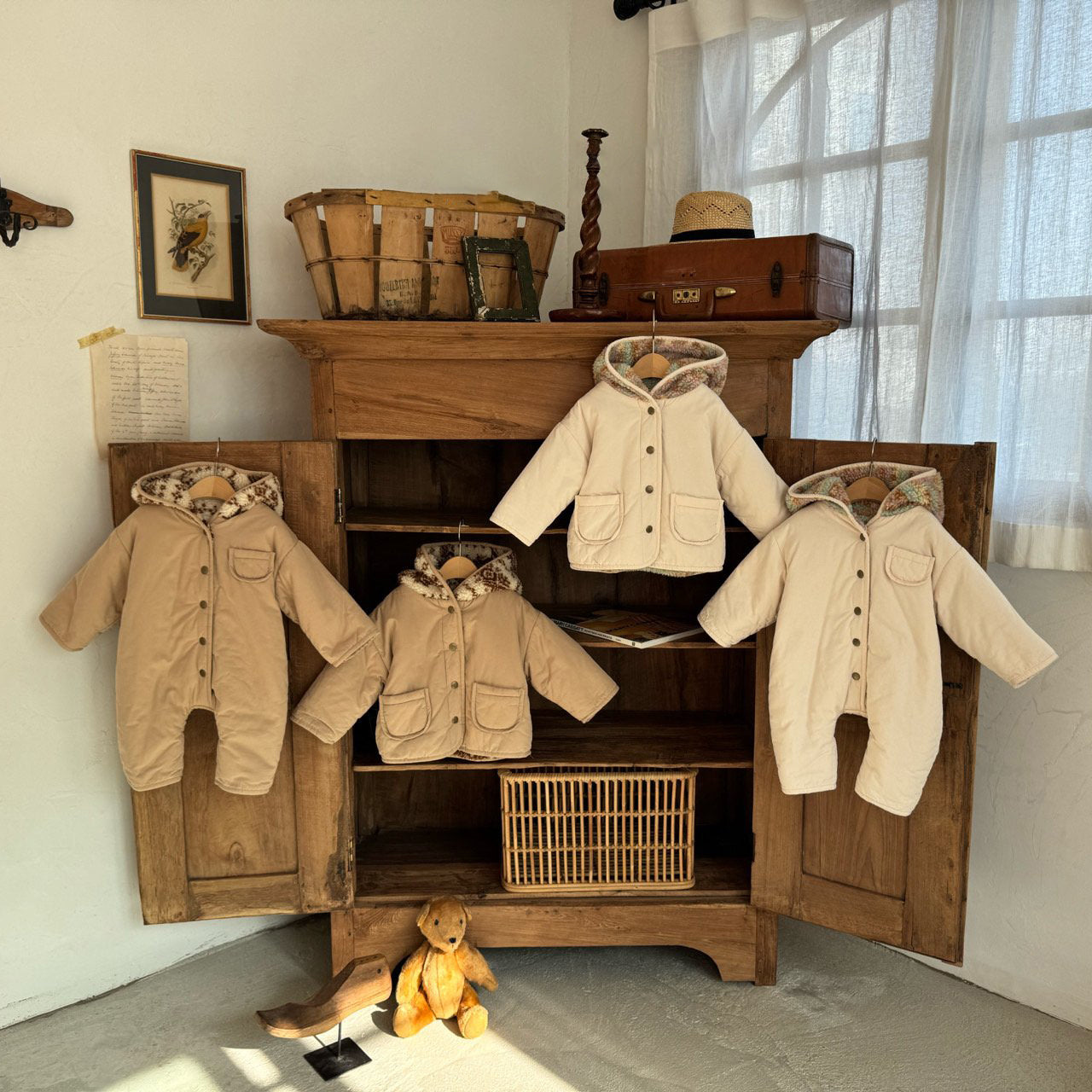 Baby W25 Sherpa Lined Reversible Hooded Romper with Hood (3-18m) - 2 Colors