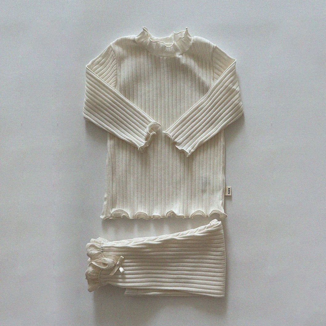 Baby/Toddler Aosta SP26 Lace and Bow Detail Ribbed Leggings (3m-5y)- 2 Colors - AT NOON STORE