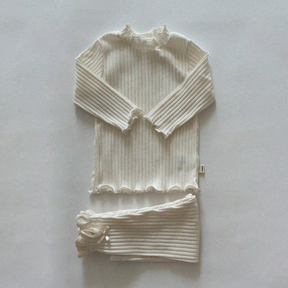 Baby/Toddler Aosta SP26 Lace and Bow Detail Ribbed Leggings (3m-5y)- 2 Colors - AT NOON STORE