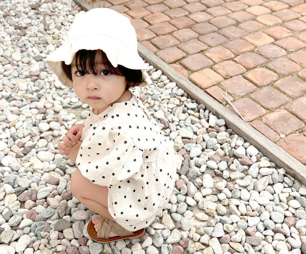 Baby Short Puff Sleeve Polka Dot Bubble Romper (3-18m) - 2 Colors - AT NOON STORE