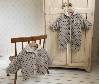 Baby W25 Sherpa Lined Reversible Padded Romper with Collar (3-18m) - 2 Colors