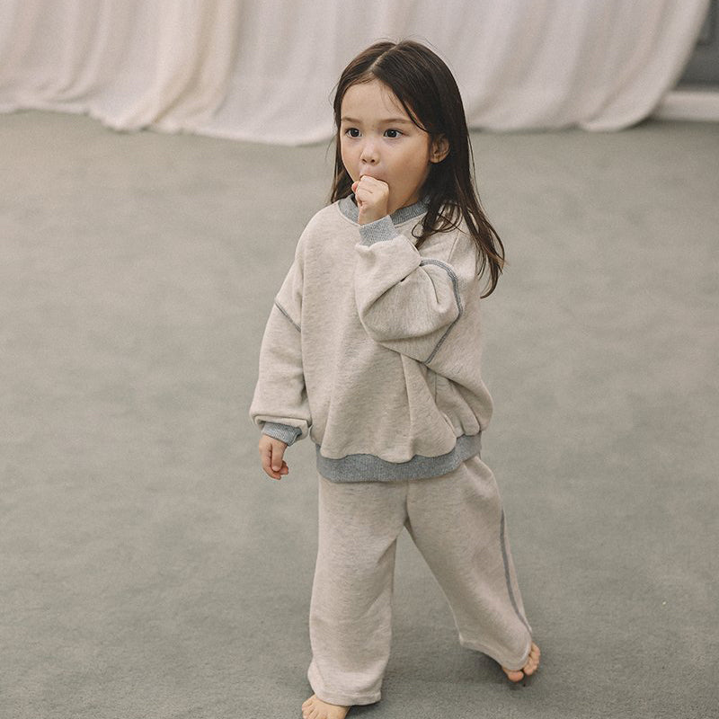 Toddler Mel SP26 Stitch Detail Long Sleeve Sweatshirt and Pull-On Pants Set (1-8y) - 2 Colors - AT NOON STORE